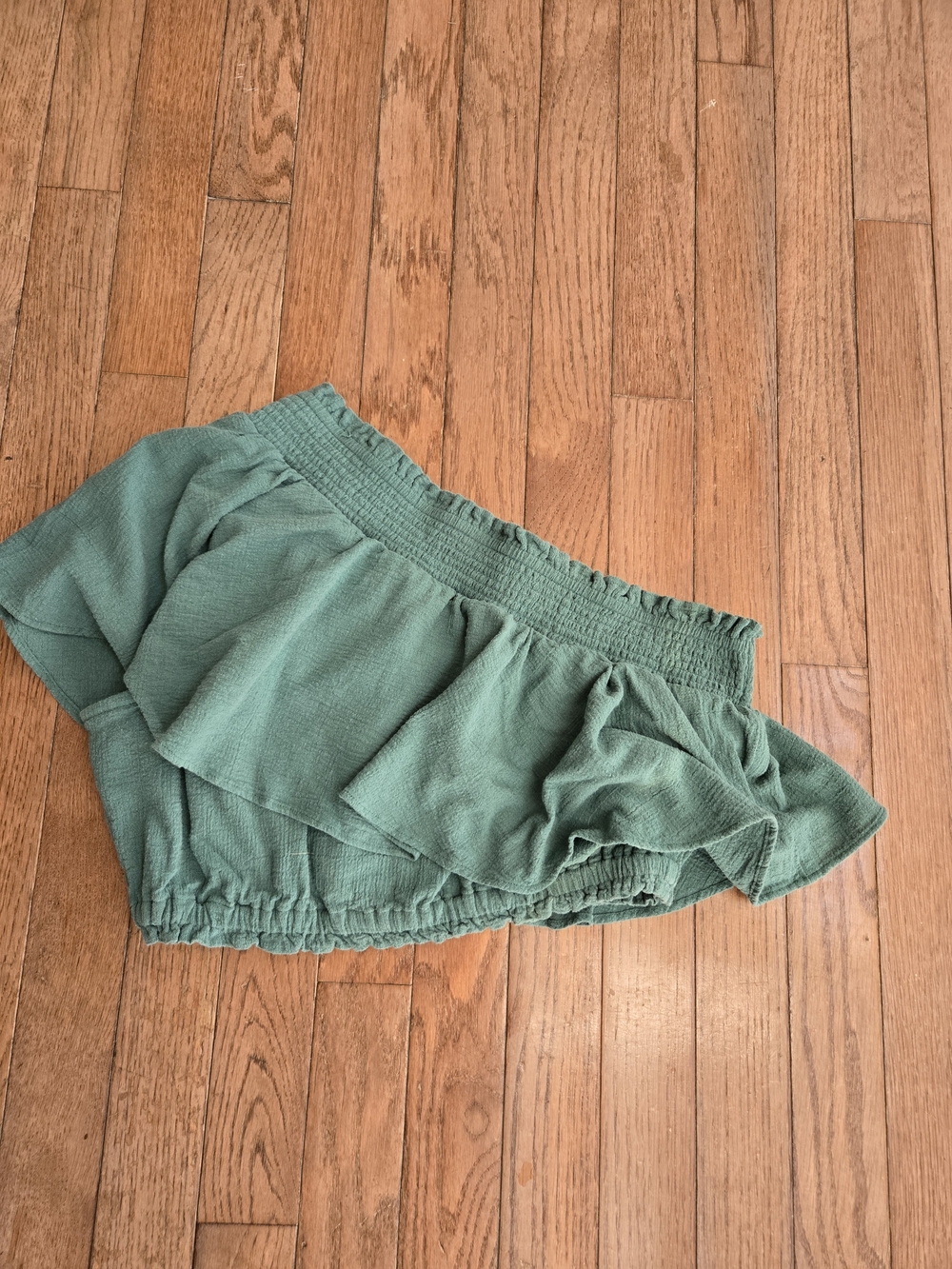 Free People Sage Green Ruffle One Shoulder Crop Top